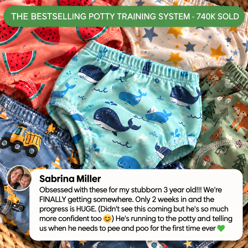 Brave Bottoms potty training underwear in assorted prints, laid out together