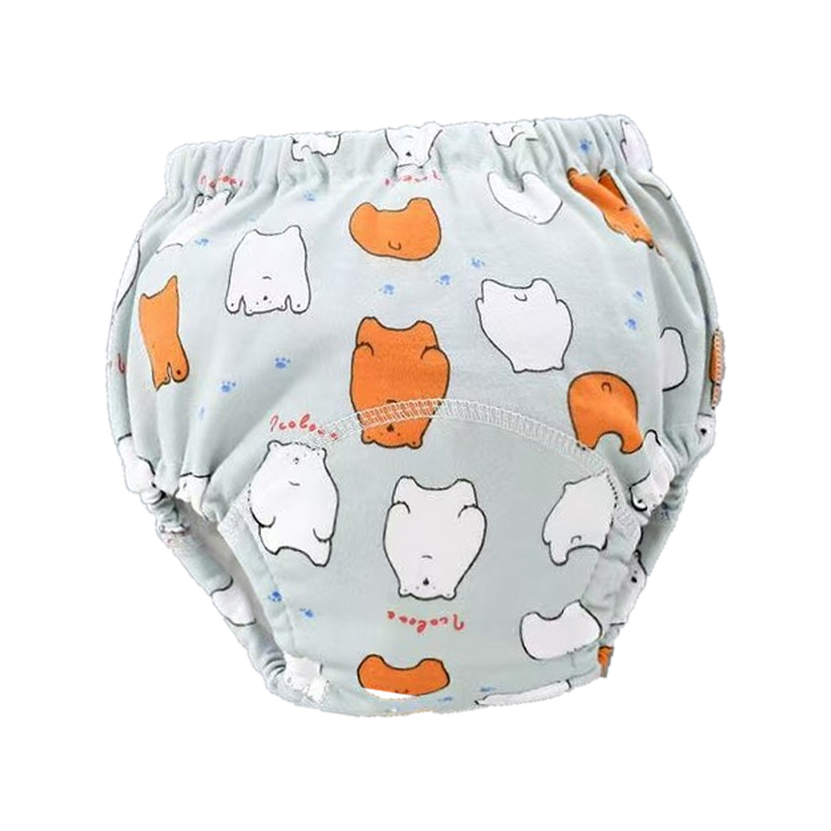 Bears print: sage grey training underwear with white and orange bears