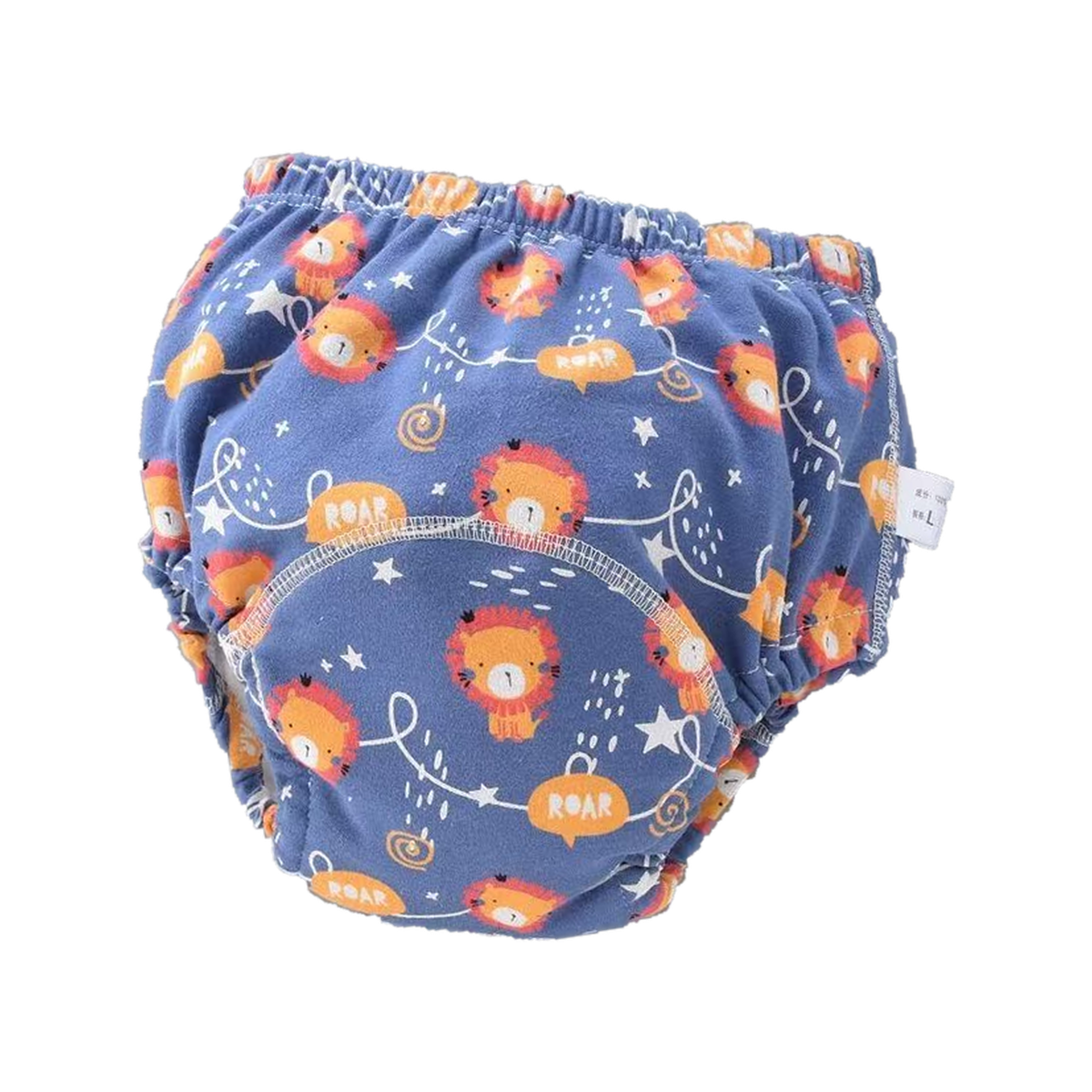 Lions print: navy training underwear with orange lions and ROAR speech bubbles