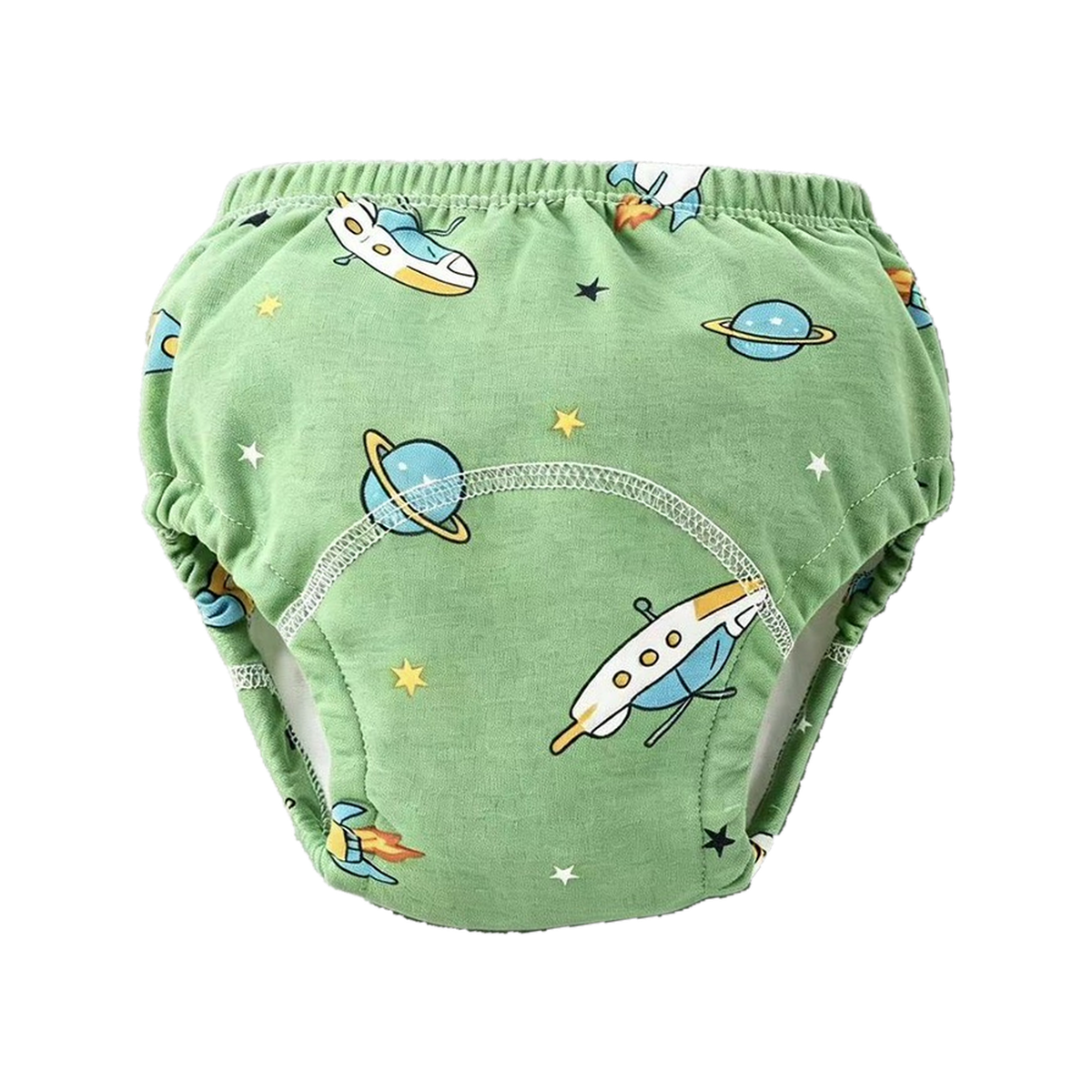 Rockets print: green training underwear with rockets and planets