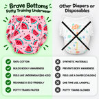 Brave Bottoms training underwear compared with disposable diapers